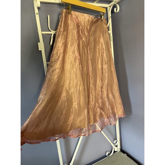 Karen Warren Rose Gold Metalic Skirt 8 Princess Preppy Romantic - Picture 2 of 7